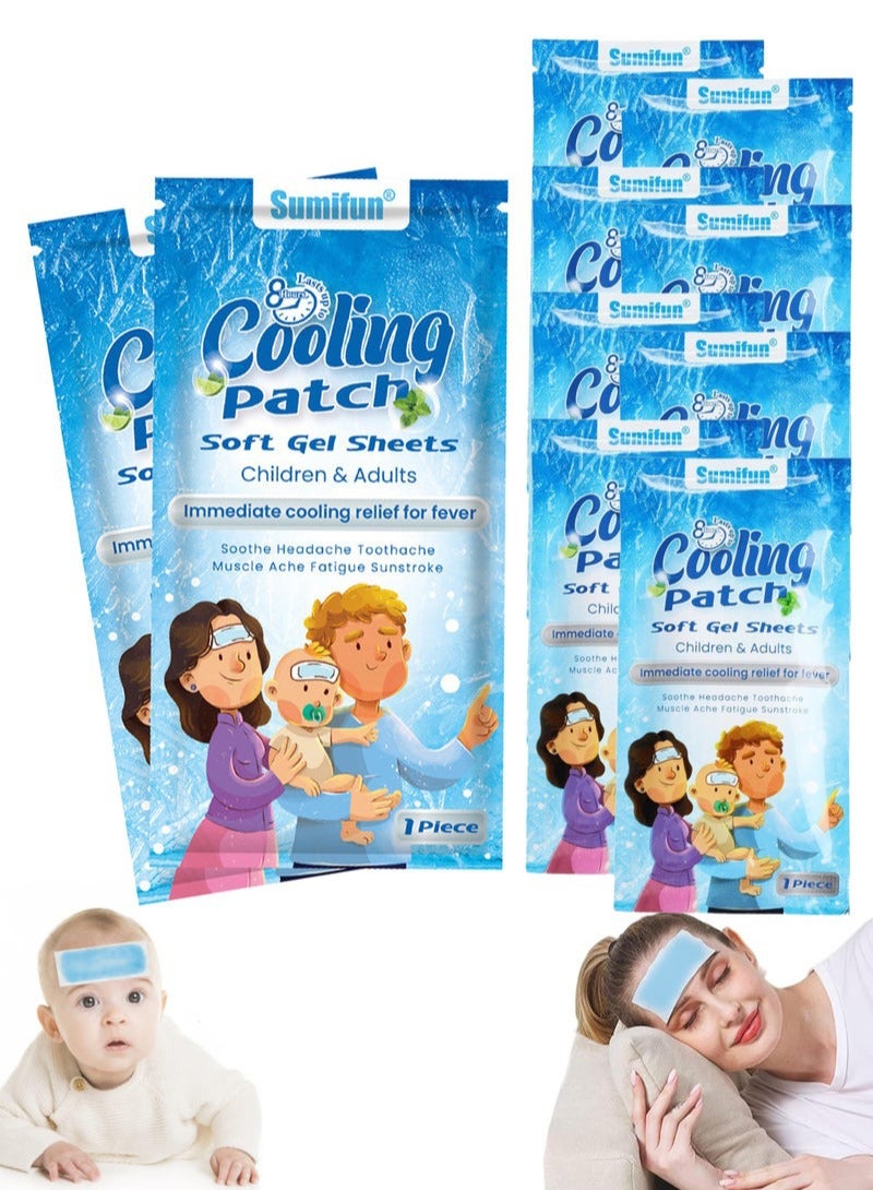 سوميفون 14 قطعة من لصقات الجل المبردة، لتخفيف الحمى والصداع وآلام الأسنان، للاستخدام أثناء السفر في الهواء الطلق وفي الحياة اليومية في المنزل - Image 1